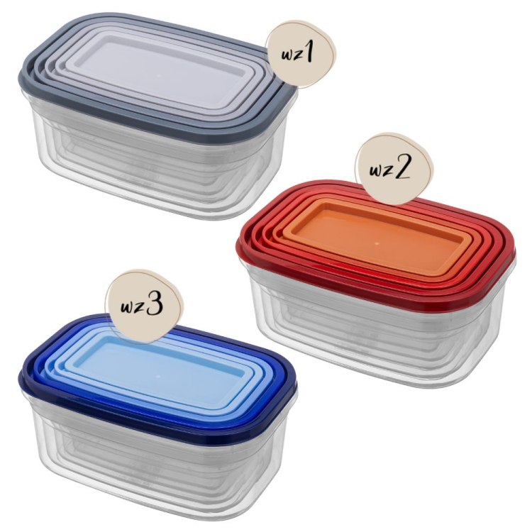 Komplet pojemników prostokątnych KLIC BOX 5 sztuk 0,4L 0,7L 1,1L 1,6L 2,4L